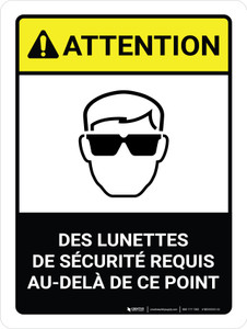Des Lunettes De Sécurité Obligatoire (Safety Glasses Required) Portrait French - Wall Sign