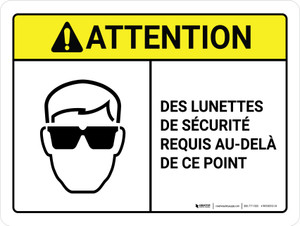 Des Lunettes De Sécurité Obligatoire (Safety Glasses Required) Landscape French - Wall Sign