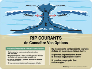 Rip Courants - Connaître Vos Options (Rip Currents - Know Your Options) Landscape French - Wall Sign