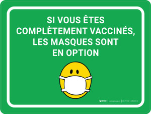 Si Vous Êtes Complètement Vaccinés Masques Sont En Option Masque (If You Are Fully Vaccinated Masks Are Optional Mask) Landscape French - Wall Sign