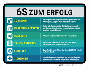 6S Zum Erfolg (6S To Success) Landscape German - Wall Sign