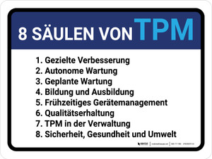 8 Säulen der TPM (8 Pillars of TPM) German - Wall Sign