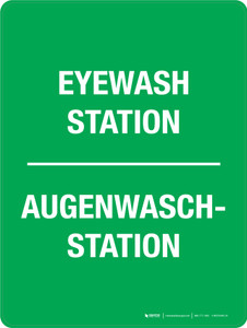 Augenduschen Kein Symbol (Eyewash Station No Icon) Bilingual German - Wall Sign
