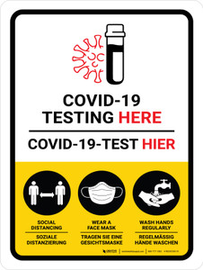 Covid-19-Test hier (Covid-19 Testing Here) Bilingual German - Wall Sign Covid-19-Test hier (Covid-19 Testing Here) Bilingual German - Wall Sign