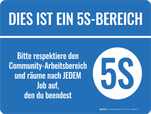 Dies ist ein 5S-Bereich (This is a 5S Area) German - Wall Sign