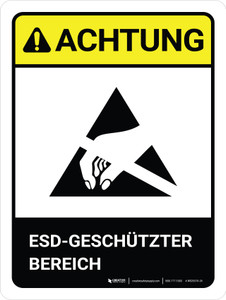 ESD-geschützter Bereich (ESD Protected Area) Portrait German - Wall Sign