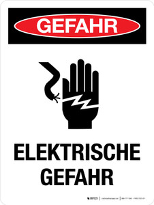 Gefahr - ELEKTRISCHE GEFAHR (Danger - Electrical Hazard) Portrait German - Wall Sign