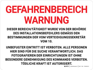 Gefahrenbereich Warnung (Restricted Area Warning) German - Wall Sign