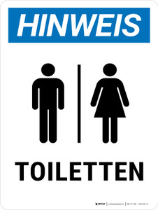 Hinweis - Toiletten (Notice - Restrooms) Portrait German - Wall Sign