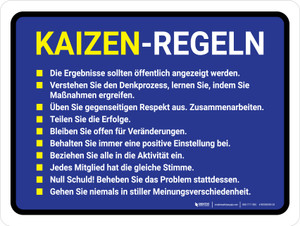 Kaizen-Regeln (Kaizen Rules) German - Wall Sign