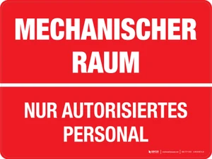 MECHANISCHER RAUM (Mechanical Room) German - Wall Sign