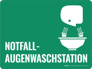 Notfall-Augenwaschstation (Emergency Eyewash Station) German - Wall Sign