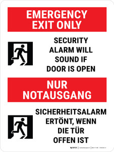 Nur Notausgang (Emergency Exit Only) Bilingual German - Wall Sign