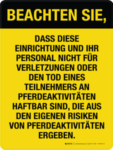 Pferdehaftpflicht (Equestrian Liability) German - Wall Sign Pferdehaftpflicht (Equestrian Liability) German - Wall Sign