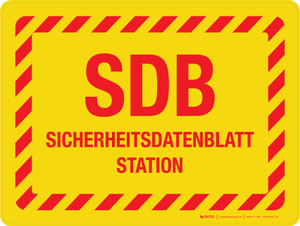 SDB Sicherheitsdatenblatt Station (SDS Safety Data Sheet Station) German - Wall Sign