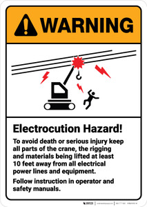 Warning: Electrocution Hazard Follow Instruction in Operator ANSI - Wall Sign