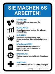 Sie Machen 6S Arbeiten (You Make 6S Work) Portrait German - Wall Sign