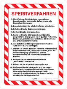 Sperrverfahren (Lock Out Procedures) German - Wall Sign