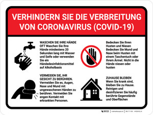 Verhindern Sie die Ausbreitung von Coronavirus - Covid-19 (Prevent the Spread of Coronavirus - Covid-19) Landscape German - Wall Sign