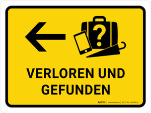 Verloren und gefunden mit Linkspfeil (Lost And Found With Left Arrow) German - Wall Sign