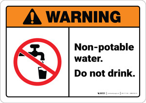 Warning: Non Potable Water Do Not Drink ANSI - Wall Sign