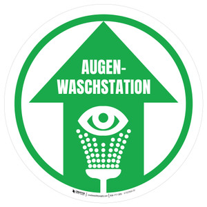 Augenwaschstation (Eye Wash Station) Circular German - Floor Sign