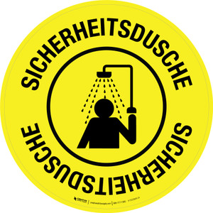Sicherheitsdusche (Safety Shower) with Icon Circular German - Floor Sign