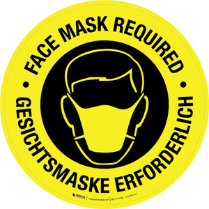 Gesichtsmaske erforderlich (Face Mask Required) Bilingual Circular German - Floor Sign