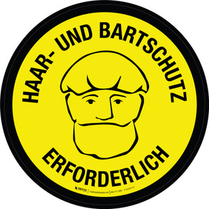 Haar- und Bartschutz erforderlich (Hair and Beard Protection Required) Circular German - Floor Sign