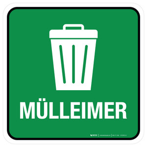 5S MÜLLEIMER (5S Trash Can) Square German - Floor Sign 5S MÜLLEIMER (5S Trash Can) Square German - Floor Sign
