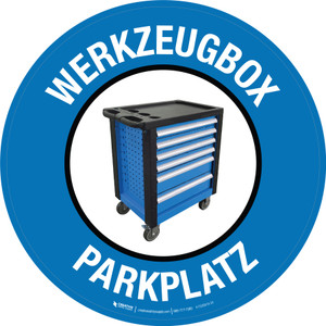 Werkzeugkasten Parkplatz (Toolbox Parking) Circular German - Floor Sign Werkzeugkasten Parkplatz (Toolbox Parking) Circular German - Floor Sign