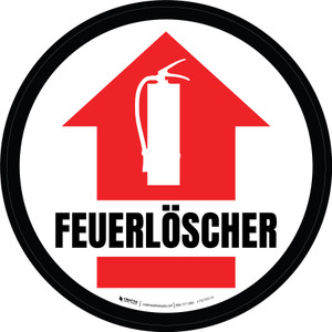Feuerlöscher (Fire Extinguisher) with Arrow Circular German - Floor Sign