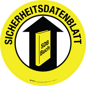 SDB-Buch (Sicherheitsdatenblatt) SDS-Book (Safety Data Sheets) - Circular German Floor Sign