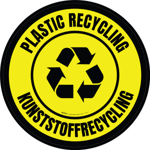 Kunststoffrecycling (Plastic Recycling) Bilingual Circular German - Floor Sign