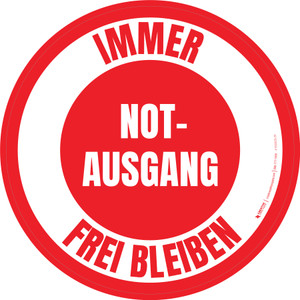 Notasugang Immer Frei Bleiben (Fire Exit Keep Clear All the Time) Circular German - Floor Sign
