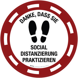Danke, dass Sie soziale Distanzierung Praktizieren (Thanks for Practicing Social Distancing) Casino Circular German - Floor Sign