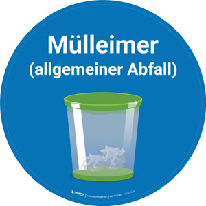 Mülleimer allgemeiner Abfall (Trash Can General Waste) Circular German - Floor Sign