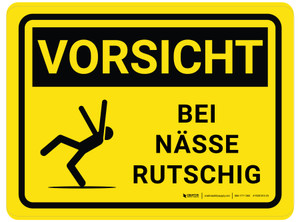 Vorsicht - Bei Nässe rutschig (Caution - Floor Slippery When Wet) Rectangular German - Floor Sign Vorsicht - Bei Nässe rutschig (Caution - Floor Slippery When Wet) Rectangular German - Floor Sign