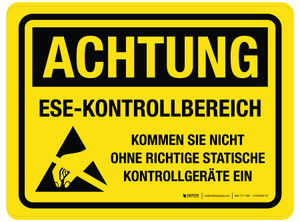 Achtung - ESE (Elektrostatische Entladung) Kontrollbereich (Attention - ESD Control Area) Rectangular German - Floor Sign Achtung - ESE (Elektrostatische Entladung) Kontrollbereich (Attention - ESD Control Area) Rectangular German - Floor Sign