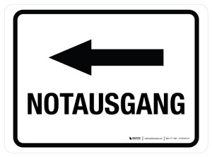 Notausgang (Emergency Exit) Arrow Left Rectangular German - Floor Sign Notausgang (Emergency Exit) Arrow Left Rectangular German - Floor Sign