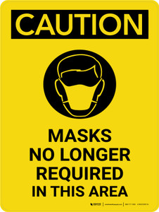 Caution: Mask No Longer Required In This Area Portrait - Wall Sign