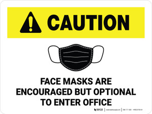 Caution: Face Mask Encouraged To Enter Office Landscape - Wall Sign