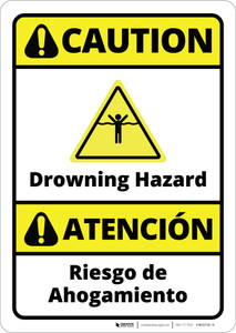 Caution: Drowning Hazard Bilingual SpanishANSI - Wall Sign
