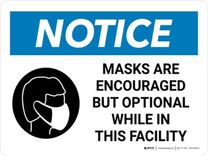 Notice: Masks Are Encouraged But Optional This Facility Landscape - Wall Sign