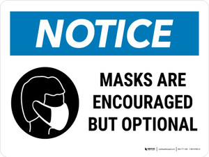 Notice: Masks Are Encouraged But Optional Landscape - Wall Sign