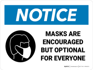 Notice: Masks Encouraged But Optional Landscape - Wall Sign