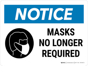 Notice: Masks No Longer Required Landscape - Wall Sign