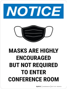 Notice: Face Mask Highly Encouraged To Enter Conference Portrait - Wall Sign