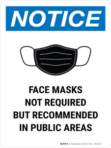 Notice: Face Mask Recommended In Public Portrait - Wall Sign