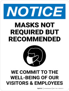 Notice: Mask Not Required Portrait - Wall Sign